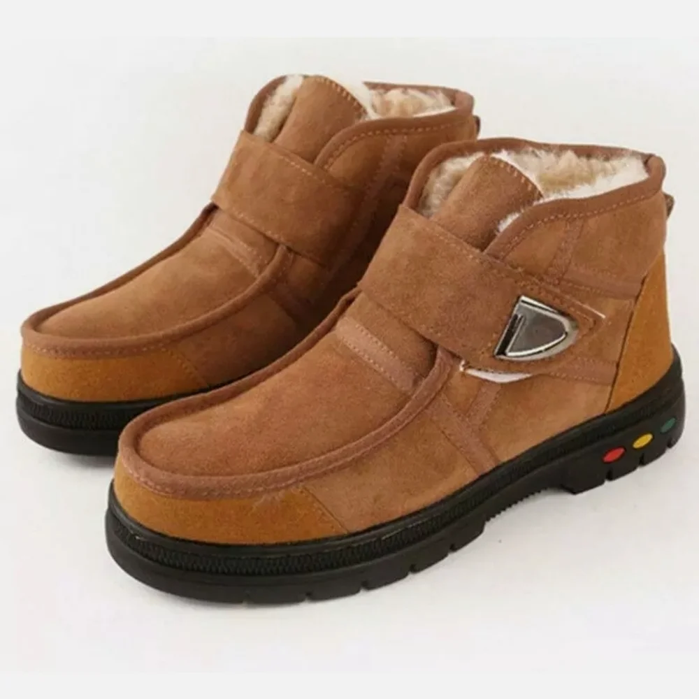 Faux Shearling Boots w/Velcro Close & Lug Sole Size 8